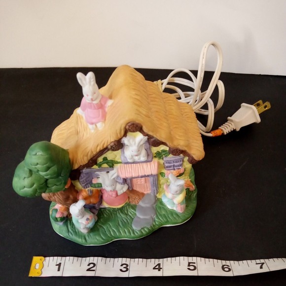 NCL‎ Easter Rabbit House East Holiday Decoration Ceramic China working light - Picture 9 of 10